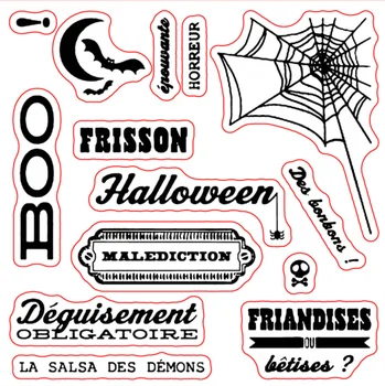 Halloween s francúzskymi Slovami Jasné, Transparentné Silikónové Stamp/Pečiatka pre DIY scrapbooking/foto album Dekoratívne jasné, pečiatka A0393