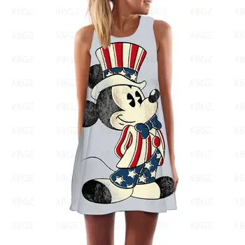 Šaty pre Ženy 2022 Minnie Mouse Pohode Žien v Lete Sundresses Módne Žena Voľné Šaty Disney Boho Sexy Tlače Mickey Pláže