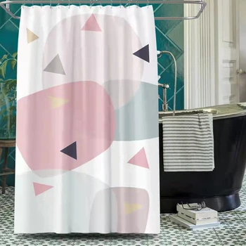 Geometria vzor Kúpeľňa opony väčší kruh vytlačené sprchový záves Polyester Waterproof Vaňa opony pre Kúpeľňa domova