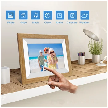 10.1 palcový wifi cloud digitálny foto rámček ios Android APP remote digitálny foto rámček drevený digitálny rám