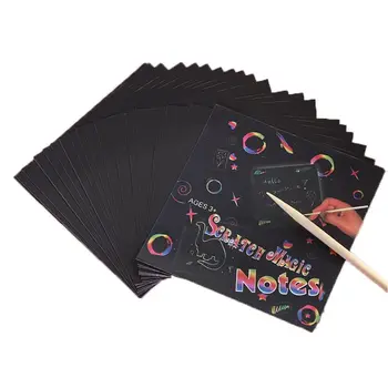 24 Listy Poškriabaniu Papier Rainbow Maľovanie skicáru DIY Umelecké Remeslo Scratchboard pre Dospelých a Deti
