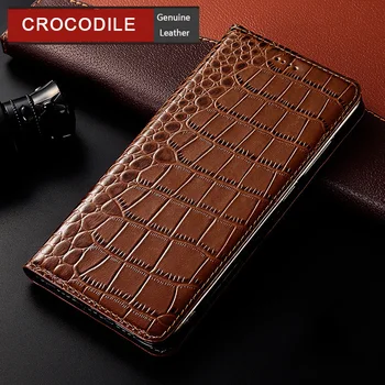 Krokodíl Originálne Kožené puzdro Pre Samsung Galaxy S6 S7 okraji S8 S9 S10 S20 S21 S22 Plus Ultra Magnetické výklopný Kryt Telefónu Prípadoch