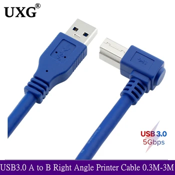 USB 3.0 Muž na B Samec 90 Stupňov Pravý Uhol Kábel Tlačiarne USB3.0 Samec na USB Typ B Samec Kábel Kábel 0,3 m 0.6 m 1 m 1,8 m 3 m 5 m