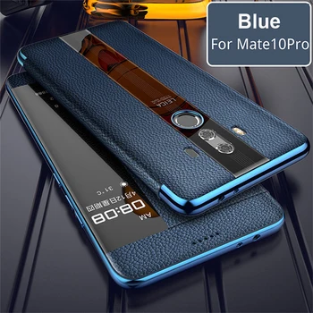 Pre Huawei Mate 10 Pro 9 pro Originálne kožené puzdro ochrana Telefónu windows zobraziť pravda kože flip puzdro pre huawei mate 10