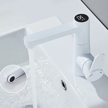 FACIIO Povodí Kohútik S LED Displejom Teploty Zobraziť Kúpeľňa Smart Zmiešavač Mosadzný Teplej A Studenej 360° Rotácia Kohútiky