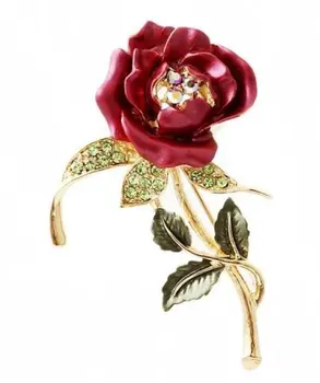 Móda kvetina oblečenie brošňa drahokamu trojlístok ruže kvet corsage odevné doplnky pin