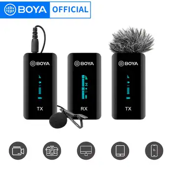 BOYA BY-XM6 S2 Wireless Lavalier 2.4 GHz Prenosný Chladič súprava Mikrofónu pre iPhone Mobil DSLR Fotoaparát, PC Streaming Podcast