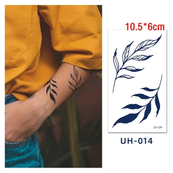 Šťava Tatto Nálepky In Leaf Malý Kvet Body Art Atrament Modré Pierko Šípku Nepremokavé Dočasné Falošné Tetovanie pre Mužov, Ženy