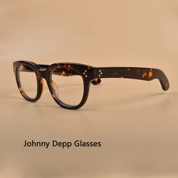 Johnny Depp Okuliare Muži Ženy Počítač Okuliare, Transparentné Objektív Dizajn Značky Acetát Rám Tri Body, Vintage Style Okuliare