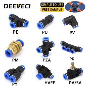 4 až 12 mm Pneumatické armatúry PY/PU/PV/PE/HVFF/SA vodovodné potrubie rýchle spojky priamy ťah PK plastové hadice potrubia konektory