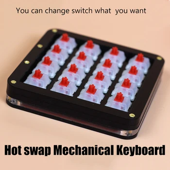 Nový Hot swap 16 Tlačidlá Mechanické Klávesnice Akryl Gateron Prepínač RGB Podsvietenie Makro Prispôsobiť QMK Programovanie Klávesnice