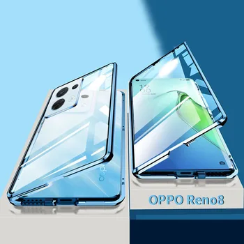 Pre OPPO Reno 8 Reno8 Pro Plus Reno8pro+ 5G Mobilný Telefón Prípade Shell Magnetické Sacie All-inclusive Kryt Objektívu obojstranné Sklo