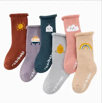 1-3 Rok Nové zimné hrubé detské ponožky baby dieťa uterák ponožky cartoon malé trubičky, froté ponožky