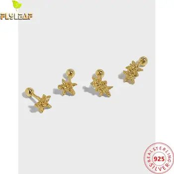 18k Gold Plating Hviezdice Skrutku Loptu Spp Stud Náušnice Pre Ženy 100% 925 Sterling Silver 6.8 mm Malé Earings Femme Jemné Šperky