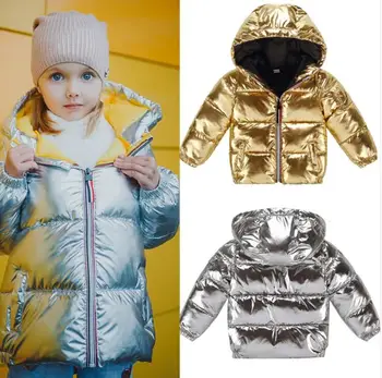 Deti zimná bunda pre deti, dievčatá silver gold black Boys Bežné Kabát s Kapucňou Detské Oblečenie Outwear deti Vetrovka Bunda snowsuit