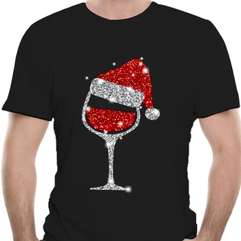 Vianočné Víno Tričko Muži Ženy Pohár Červeného Vína Santa Klobúk T-Shirt Čierna S 3XL(2) 0671X