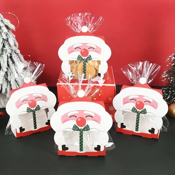 24Pcs Santa Claus Plastové Cookie Vaky Ručne vyrábané Nugát Candy Darčekové Balenie Vrece Box Vianočné Dekorácie Nový Rok Party Dodávky