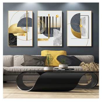Umenie Vzor Šitie Plátno Tlačiť Zlatej Fólie Plagát Nástenné Maľby Pre Obývacia Izba Domova Moderné Zlaté Abstraktné Geometrické