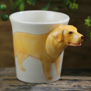 300 ml roztomilý zlatý retriever psa hrnčeky tvorivé 3D stereo zvierat šálku kávy ručne maľované životného prostredia keramický hrnček darček
