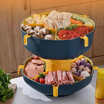 360 Rotujúce Mozgov Kôš Multi-Mriežky, Plastové Hot Pot Zeleninový Tanier Domácej Kuchyni Ovocie Skladovanie Dosky Denný Zásobník Pre Kuchyňa