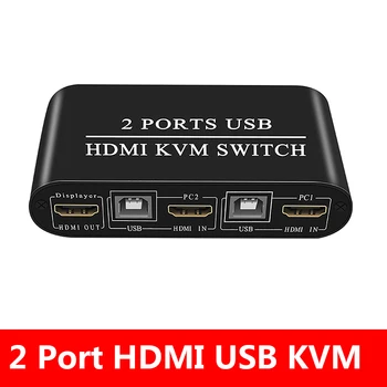 2 PC Zdieľanie Klávesnice, Myši, Tlačiarne typu Plug And Paly Sa 4K HDMI, USB, HD KVM Prepínač Políčko Zobrazenie Videa Prepínač USB Rozbočovač USB KÁBEL