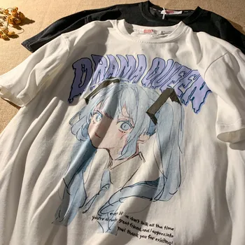 Móda Harajuku Kawaii Tričko Biele Japonsko Tlač Voľné Krátky Rukáv T Shirt Anime Topy Ženy Módne Oblečenie Tričko pre Dievča