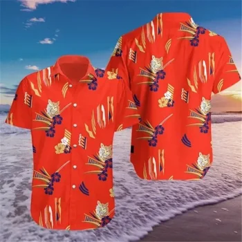 2021 Lete Kvality Harajuku Pláži Nový Príchod Mužov Krátke Rukáv Bežné Anime, Košele, Blúzky, Voľné Surfovanie Havajské-shirt