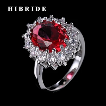 HIBRIDE Kvet Tvaru Červenej Drahokamu Prstene Pre Ženy, Svadobné Šperky Vysokej Kvality CZ Kamenný Kruh R-174