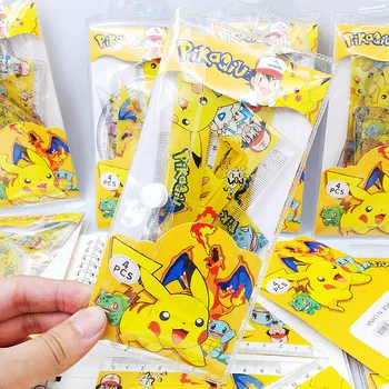 Pokémon Pikachu Anime Stacionárne Nastaviť Cartoon Ceruzka, Pravítko Guma Strúhadlo Mini Notebook Nastaviť Študent Obrázok Hračky Darček