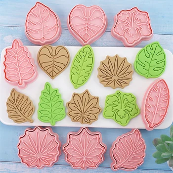 8pcs/set Tropické Leaf Cookie Frézy Rastlín Havajské Palmového Lístia Biscuit Formy Cookie Pečiatky Pečenie Formy DIY Kuchyňa Pečenie Nástroje