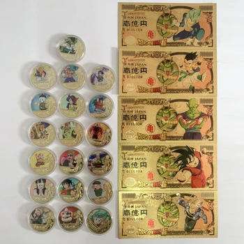 Dragon Ball Anime Pamätných Bankoviek Cartoon Medaila Zlatá Minca Remesiel Zlaté Odznaky Výzvou Mince Zber Domova Darček