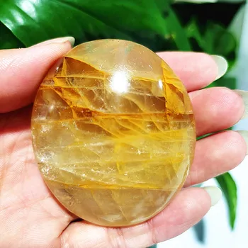 vysoká Puality Prírodného Kameňa Žltá Hematoid Quartz Crystal Palm Domáce Dekorácie Meditovať A Čakra Liečivé Kryštály