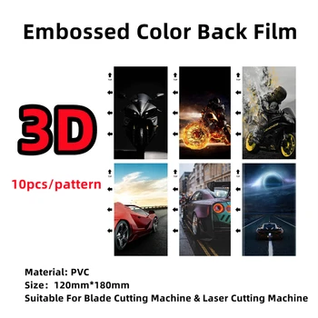 10pcs 3D Reliéfne Farebné Film Zadný Kryt Chránič Pre Rezanie Stroj Motorových Vozidiel Späť Nálepky Automobilový Dekoratívny Kryt