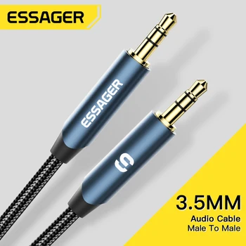 Essager AUX Kábel 3,5 mm Jack Samec Samec Predĺženie Audio Reproduktory Kábel Pre Autá, PC, TV Xiao iPhone Slúchadlá Notebooku Huawei