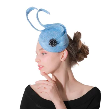 Očarujúce Svetlo Modrá Imitácia Sinamay Fascinators Klobúky Elegantné Dámske Vlasové Doplnky Hairclips Módne Kentucky Headpieces
