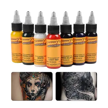 7 Farieb 30 ml/fľaša Profesionálne Tetovanie Atrament Nastaviť Vysokú Kvalitu Micropigmentation Pigmenty pre Body Art Líniové Shader Tetovanie Farba