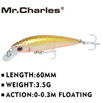 Pán Charles CMC029 Rybárske Lure 60 mm/3.5 g 0-0.3 m Plávajúce Shad Kvalitné Profesionálne Minnow Pevného Návnad 3D Oči Simulované