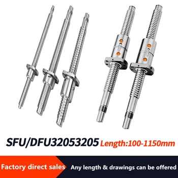 1PC guľôčkovej skrutky SFU3205/DFU3205 priemer 32mm viesť 5 mm akejkoľvek dĺžke+single /double ball nut+end spracované pre BK25 BF25 XYZ osi