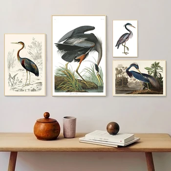 Louisiana Heron Z Vtákov Amerických Plátno Tlačiť Maľovanie Americký Zvierat, Vtákov, Prírody Plagát Na Stenu Obrázok, Kuchyňa Domova