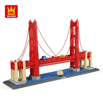WANGE San Francisco Golden Gate Bridge Malých Tehál stavebným Tabuľka Vzdelávacie Hračky DIY Zmontované Hračky pre Deti, Dospelých