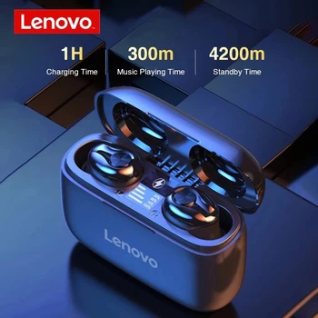 Originálne Lenovo HT18 TWS Bezdrôtová 5.0 Slúchadlá Batéria 1000mAH LED Displej Slúchadlá Ovládanie Hlasitosti HIFI Stereo Headset