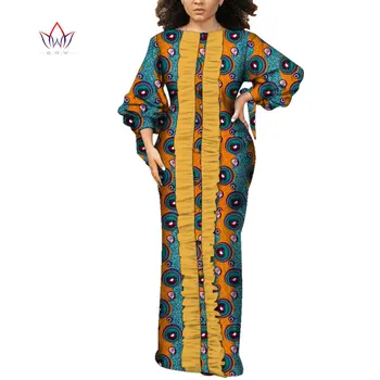 Bintarealwax Afriky-Šaty-pre-Ženy-Plus-Size Dashiki Bavlna Vosk Tradičné Africké Oblečenie 7XL Dlho Party Šaty WY9217