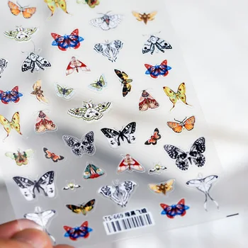 Tmavé Dievča Motýľ Motýľ 3D Lepidlo na Nechty Umenie Nálepky 5D Mäkké Plastické Reliéfy na Nechty, Nálepky Dekorácie Veľkoobchod Dropshipping