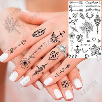Čierny Kvet Pierko, Ďatelina Mini Dočasné Tetovanie Pre Ženy, Deti Slony Falošné Tetovanie Nálepky Malé Umývateľný Tatoos