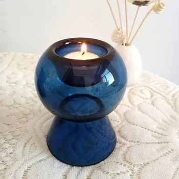 Nordic Modrá Sklenená Váza, Svietnik Stola Váza Multifunkčné Domova Transparentné Sviečkový Svadobné Dekorácie Terária