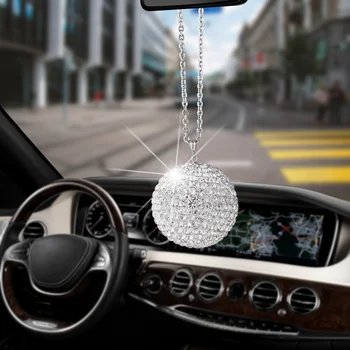 Veľká Veľkosť Bling Bling Diamond Crystal Ball Auto Prívesok Creative Auto Dekorácie Auta Spätné Zrkadlo Ornament Visí Ozdoby
