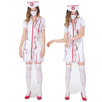 Halloween Upír Krvavý Horor Nemocnice Sestra Cosplay Kostým pre Dospelých Maškarný halloween kostým pre ženy