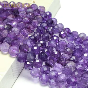 Jemné 100% Prírodný Kameň Tvárou Amethyst Purple Kolo Drahokam Dištančné Korálky Pre Šperky, Takže DIY Náramok, Náhrdelník 6/8/10 MM