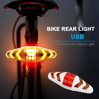 Požičovňa USB Indikátor LED Zadné zadné Svetlo na Bicykel Zase Intenzita Svetla pomocou Bezdrôtového Diaľkového Signálu, režim zadné svetlo Zadné bezpečnostné svetlá