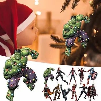 Vianočné Ploché Prívesok Strom Dekorácie Avengers Spiderman Hulk Zavesenie Ozdoby Na Vianočný Strom Decor Auto Spätné Zrkadlo Prívesok